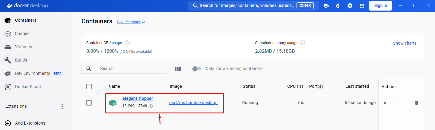 Docker container generated.