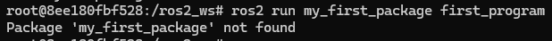 Error message of not sourcing workspace correctly.