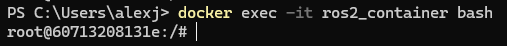 Linking a new terminal to the docker container.