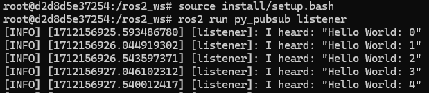 Results from the listener node.